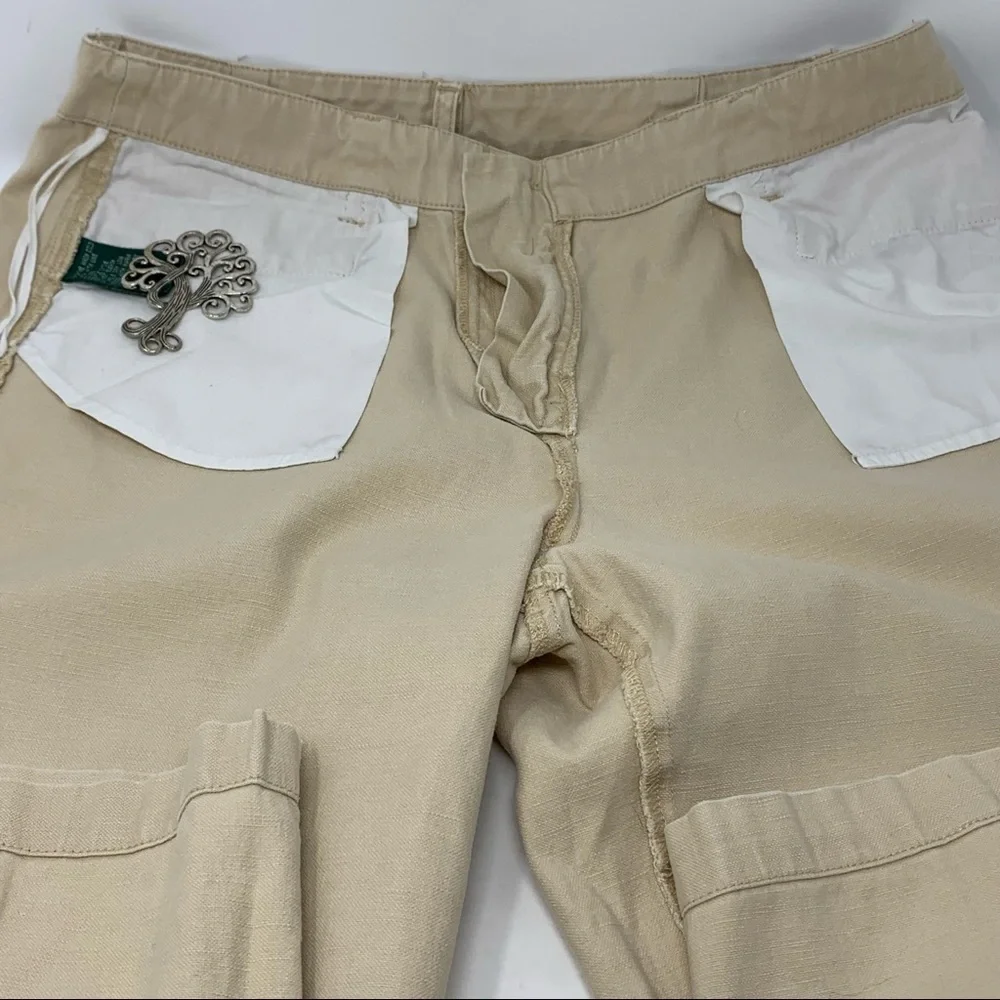 Y2K Lauren Ralph Lauren Linen Blend High Rise Straight Leg Pants Cream Size 6